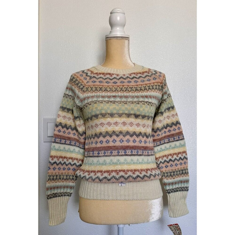 Vintage Bananas Knits w/ Apeel Sweater By Nancy Bossio Size Small Earthtones NWT